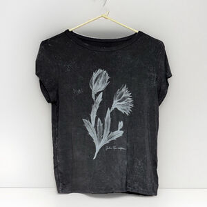 American Eagle Outfitters Tee• Soft & Sexy Crop Distressed Faded Black• Med•EUC